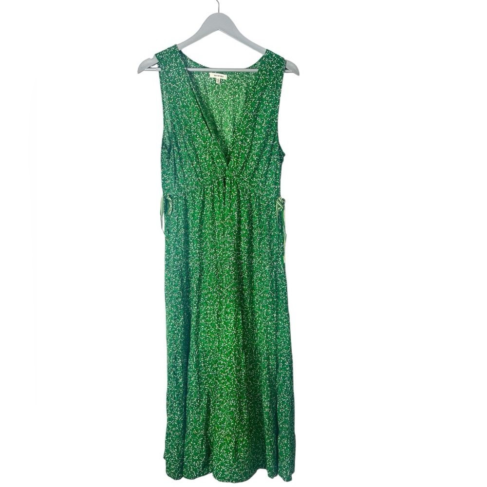 Max Studio Green Sleeveless Midi Sundress‎ size Large wrap style top tiered